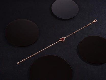 [Royal Jewellery]HEART CARNELIAN PINK GOLD BRACELET