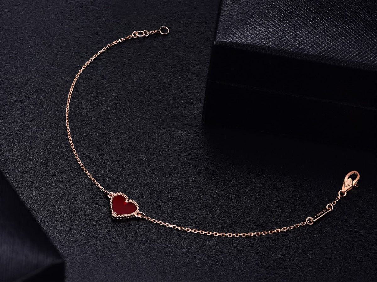 [Royal Jewellery]HEART CARNELIAN PINK GOLD BRACELET