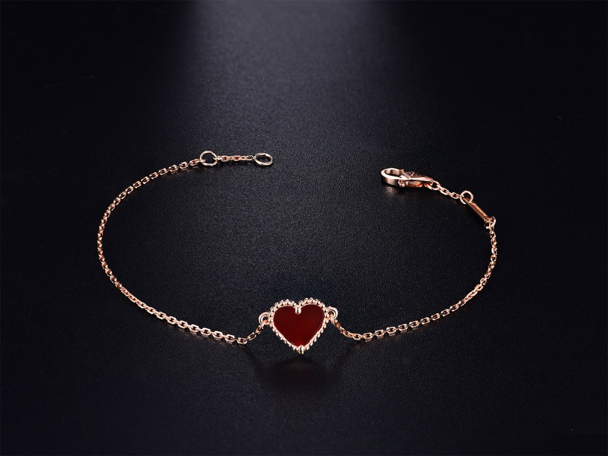 [Royal Jewellery]HEART CARNELIAN PINK GOLD BRACELET