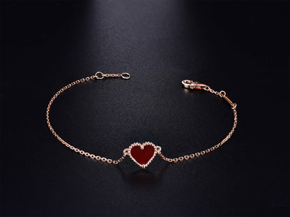 [Royal Jewellery]HEART CARNELIAN PINK GOLD BRACELET