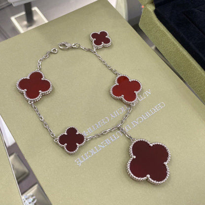 [Royal Jewellery]CLOVER 5 MOTIFS SIVLER CARNELIAN BRACELET