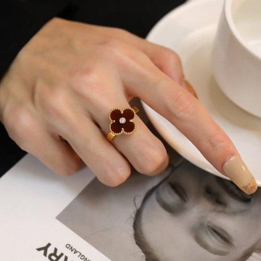 [Royal Jewellery]CLOVER CARNELIAN RING ROSE GOLD DIAMOND