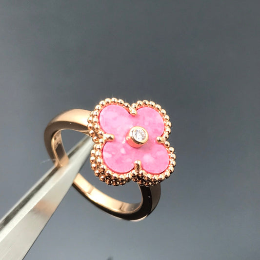 [Royal Jewellery]CLOVER RHODONITE ROSE GOLD RING