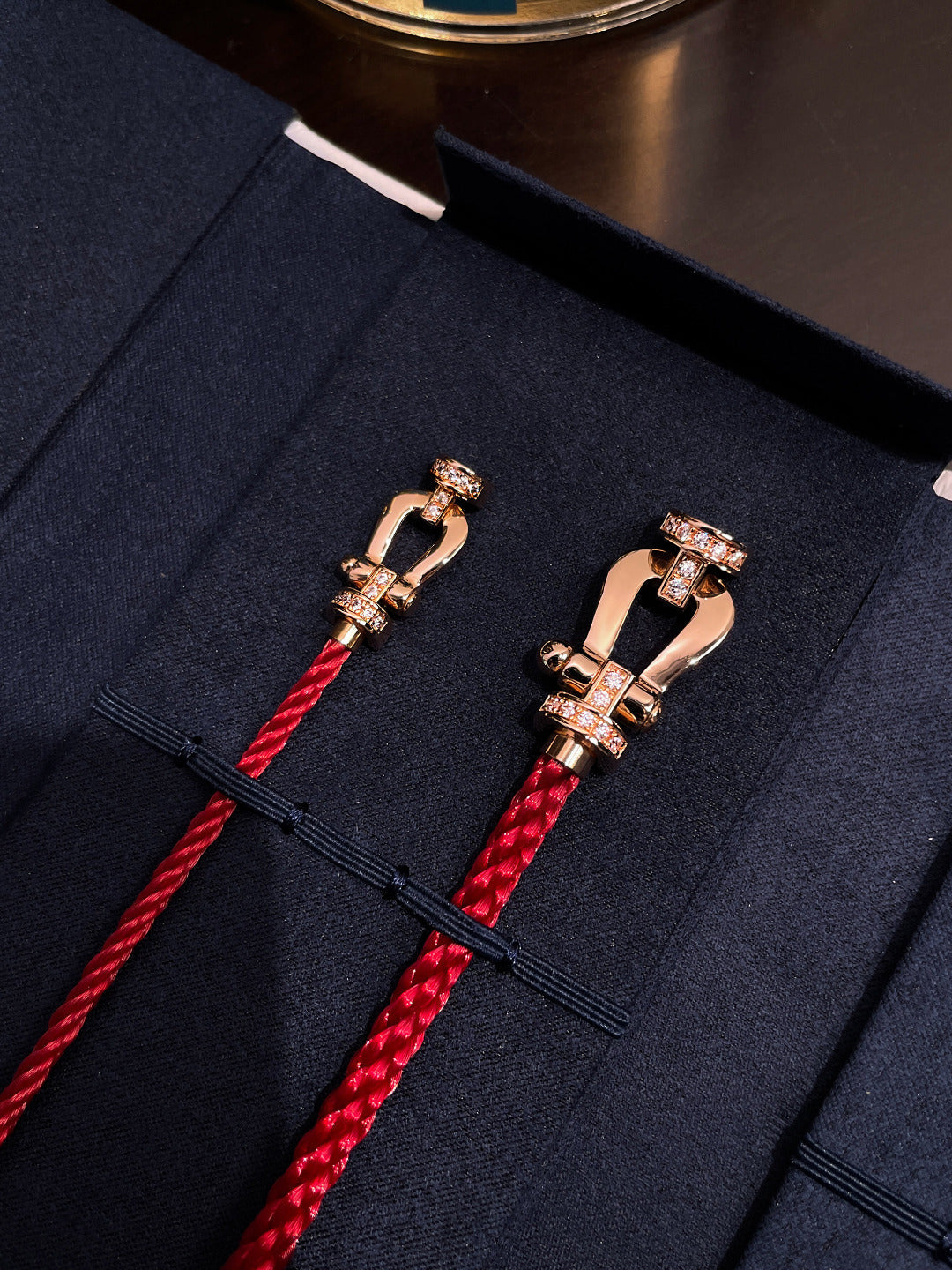 [Royal Jewellery]FORCE 10 HALF DIAMOND PINK GOLD RED CORDERI LARGE AND MEDIUM MODEL