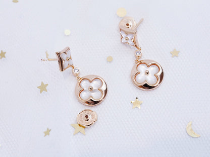 [Royal Jewellery]STAR AND SUN PINK GOLD MOP DROP EARRINGS