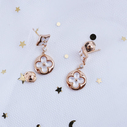 [Royal Jewellery]STAR AND SUN PINK GOLD MOP DROP EARRINGS