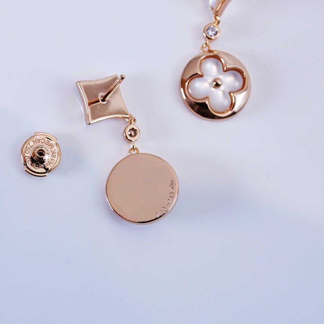 [Royal Jewellery]STAR AND SUN PINK GOLD MOP DROP EARRINGS