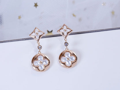 [Royal Jewellery]STAR AND SUN PINK GOLD MOP DROP EARRINGS