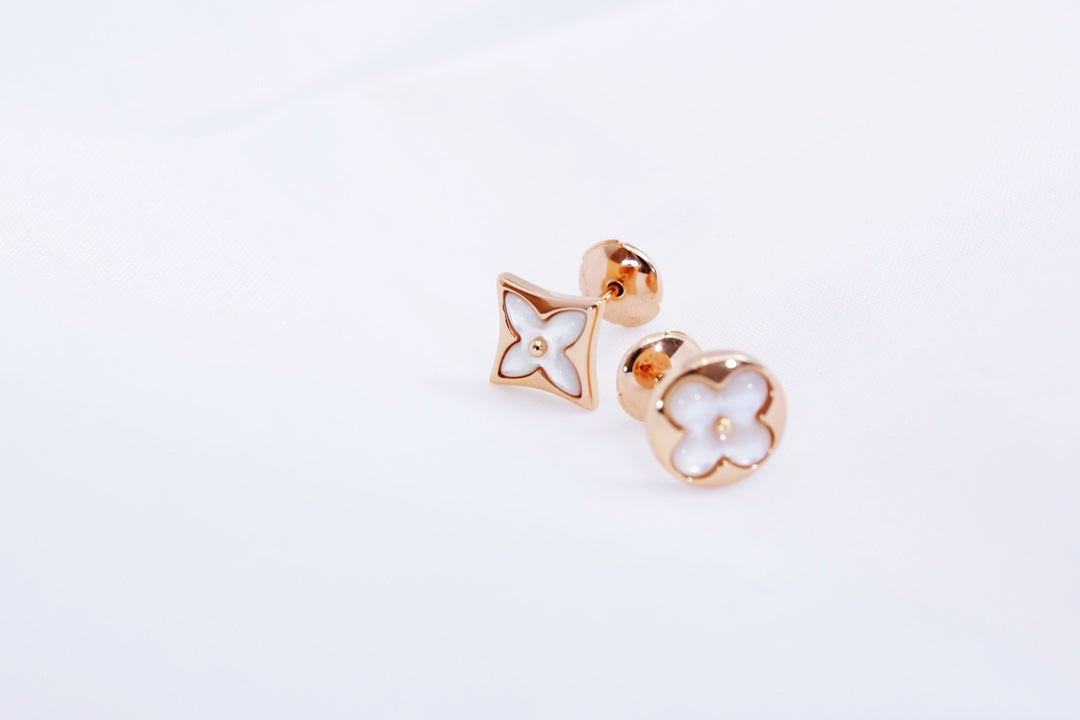 [Royal Jewellery]STAR AND SUN PINK GOLD MOP STUD EARRINGS