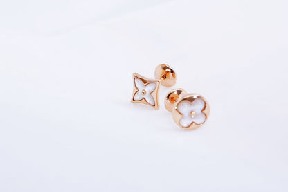 [Royal Jewellery]STAR AND SUN PINK GOLD MOP STUD EARRINGS
