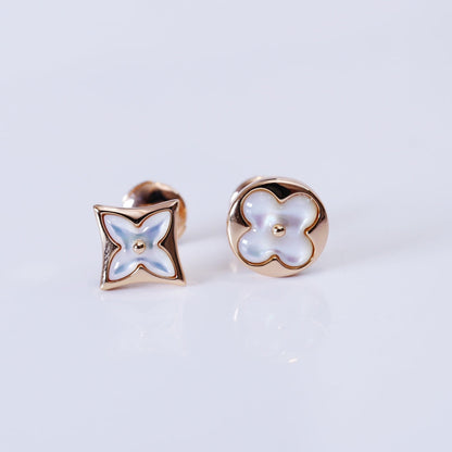 [Royal Jewellery]STAR AND SUN PINK GOLD MOP STUD EARRINGS