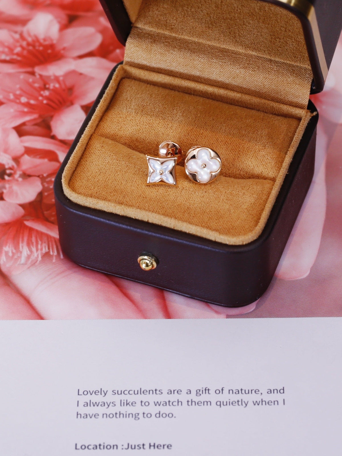 [Royal Jewellery]STAR AND SUN PINK GOLD MOP STUD EARRINGS