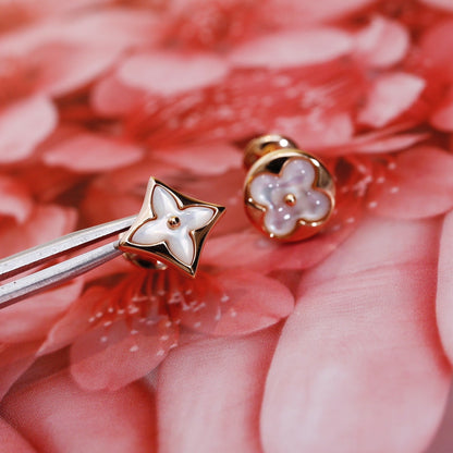 [Royal Jewellery]STAR AND SUN PINK GOLD MOP STUD EARRINGS