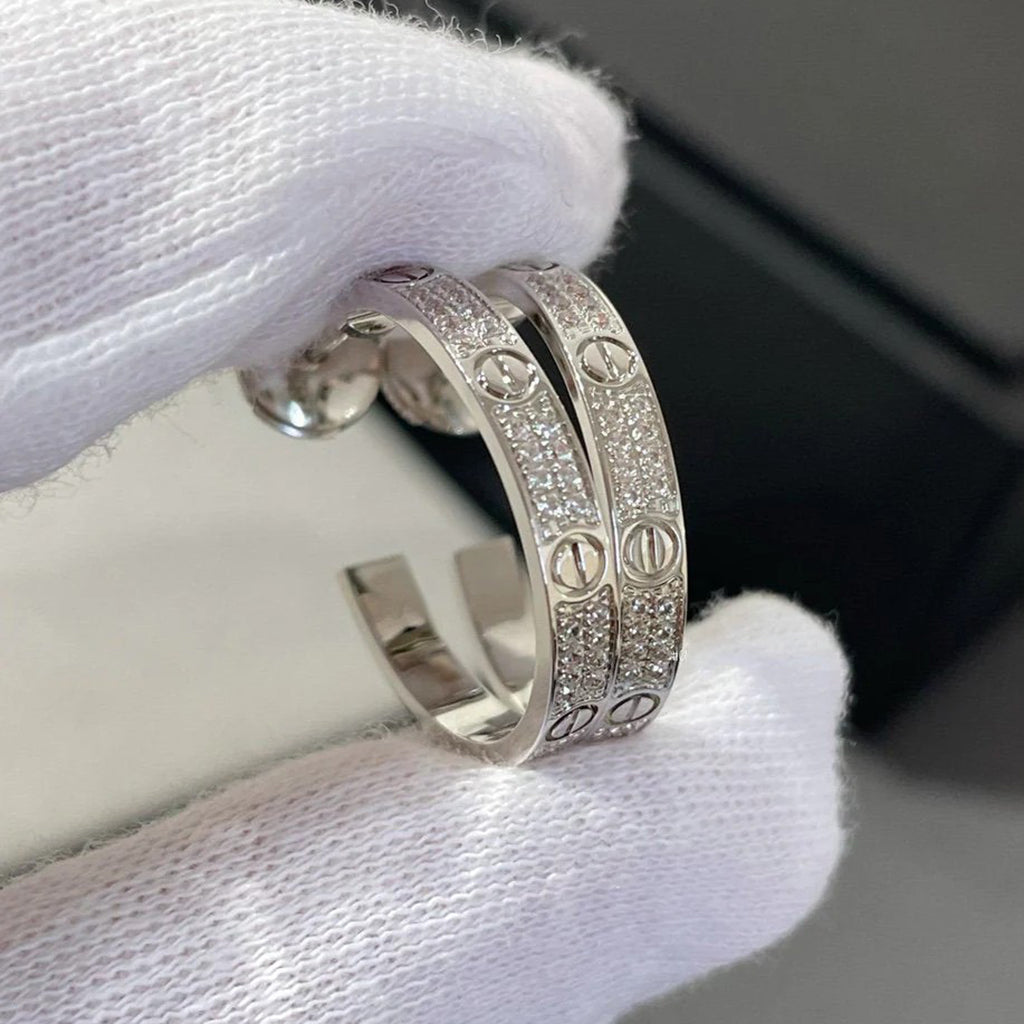 [Royal] LOVE EARRINGS 3.6MM DIAMOND PAVED