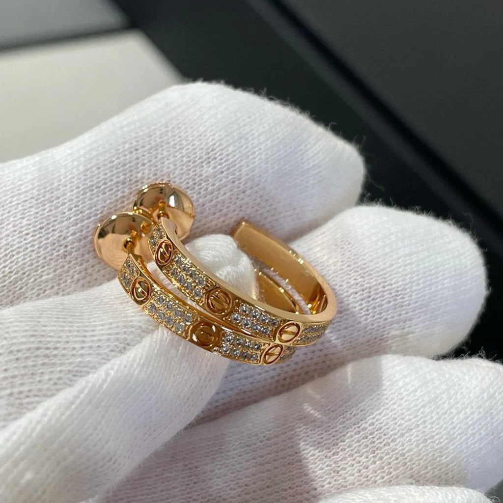 [Royal] LOVE EARRINGS 3.6MM DIAMOND PAVED