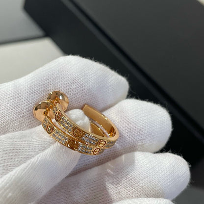 [Royal Jewellery]LOVE DIAMOND PINK GOLD HOOP EARRINGS