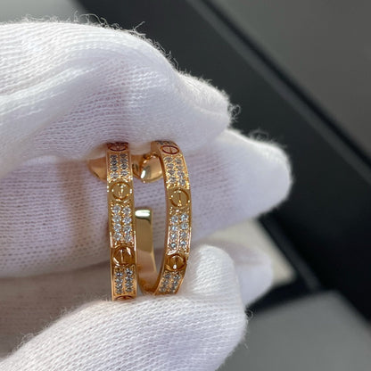 [Royal Jewellery]LOVE DIAMOND PINK GOLD HOOP EARRINGS