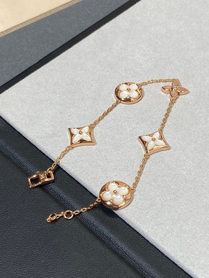 [Royal Jewellery]STAR AND SUN 5 MOTIF MOP PINK GOLD BRACELET