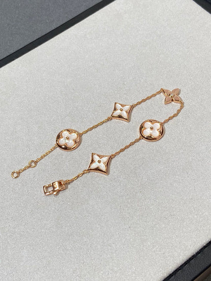 [Royal Jewellery]STAR AND SUN 5 MOTIF MOP PINK GOLD BRACELET
