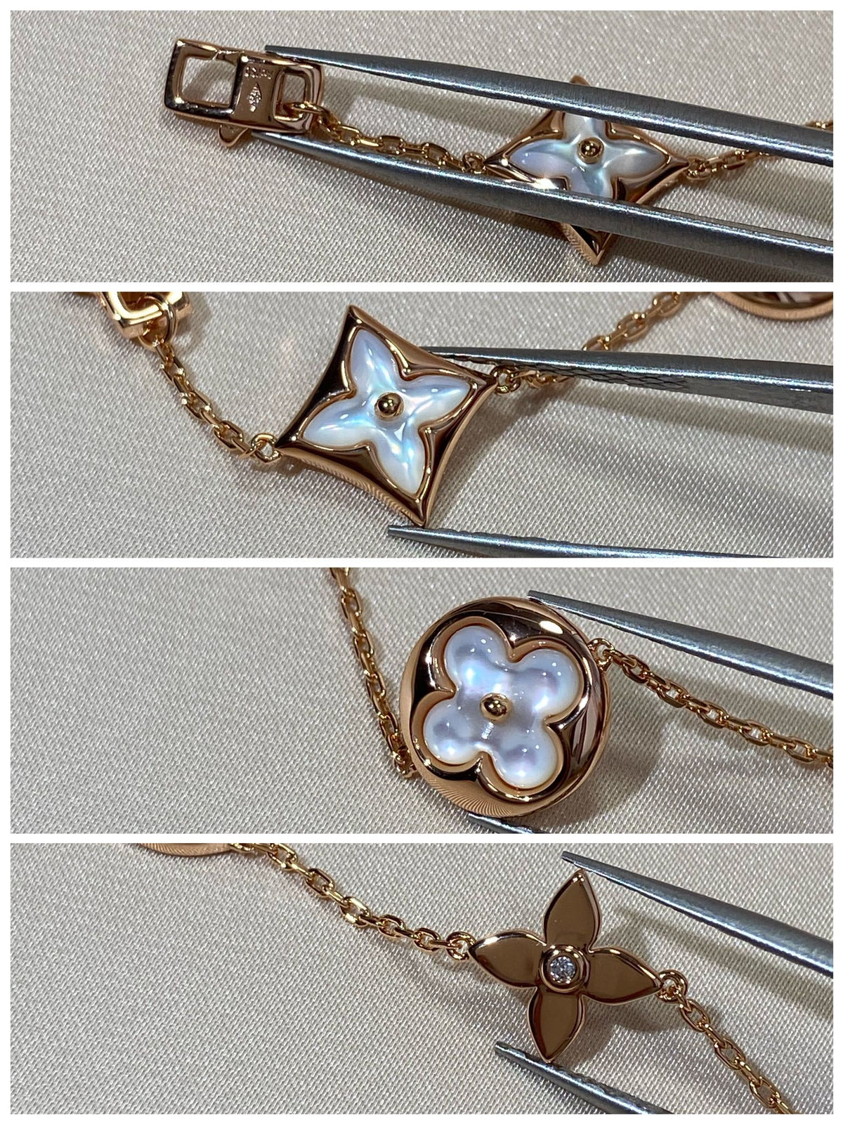 [Royal Jewellery]STAR AND SUN 5 MOTIF MOP PINK GOLD BRACELET