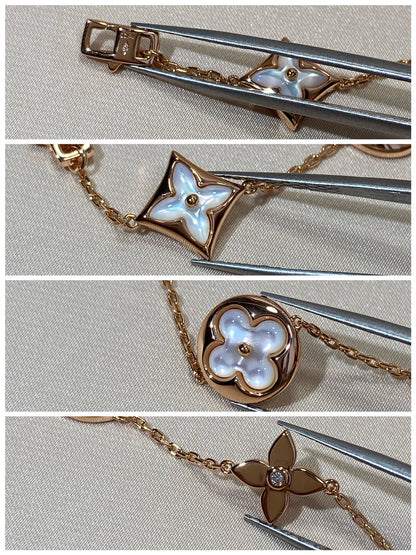 [Royal Jewellery]STAR AND SUN 5 MOTIF MOP PINK GOLD BRACELET