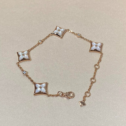 [Royal Jewellery]STAR 4 MOTIF MOP DIAMOND PINK GOLD BRACELET