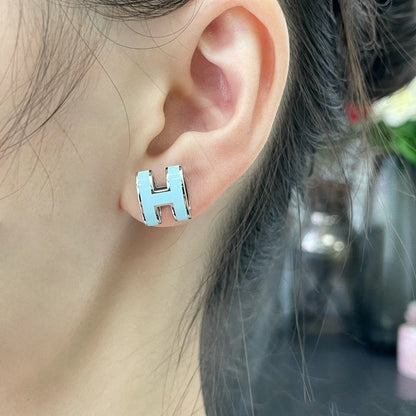 [Royal Jewellery]POP H SKY BLUE STUD EARRINGS