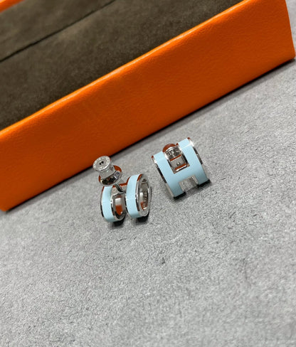 [Royal Jewellery]POP H SKY BLUE STUD EARRINGS