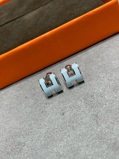 [Royal Jewellery]POP H SKY BLUE STUD EARRINGS
