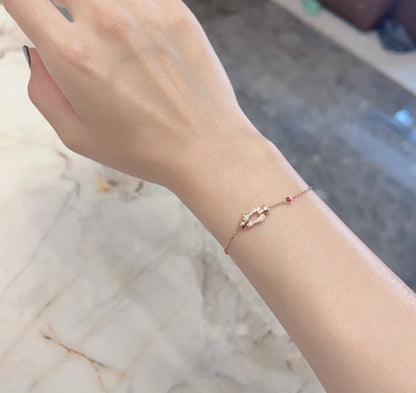[Royal Jewellery]FORCE 10 DIAMOND CHAIN LINK PINK GOLD BRACELET