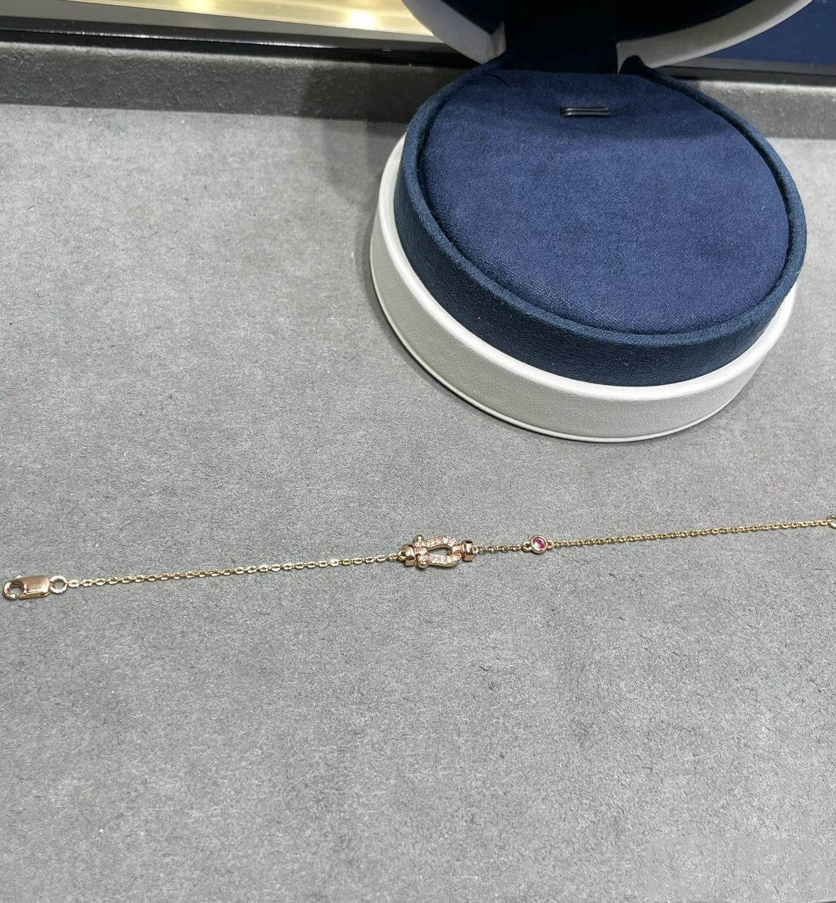 [Royal Jewellery]FORCE 10 DIAMOND CHAIN LINK PINK GOLD BRACELET