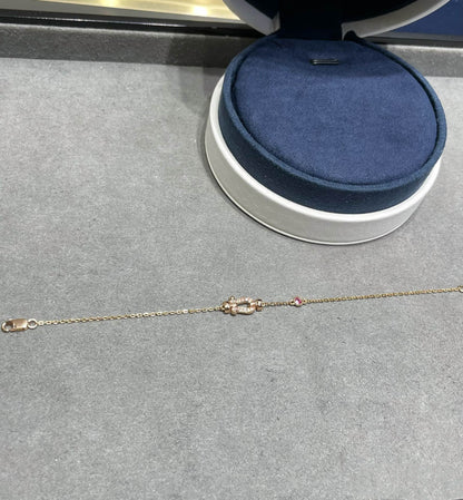 [Royal Jewellery]FORCE 10 DIAMOND CHAIN LINK PINK GOLD BRACELET