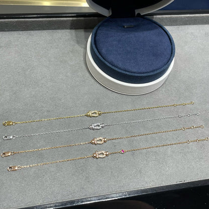 [Royal Jewellery]FORCE 10 DIAMOND CHAIN LINK PINK GOLD BRACELET