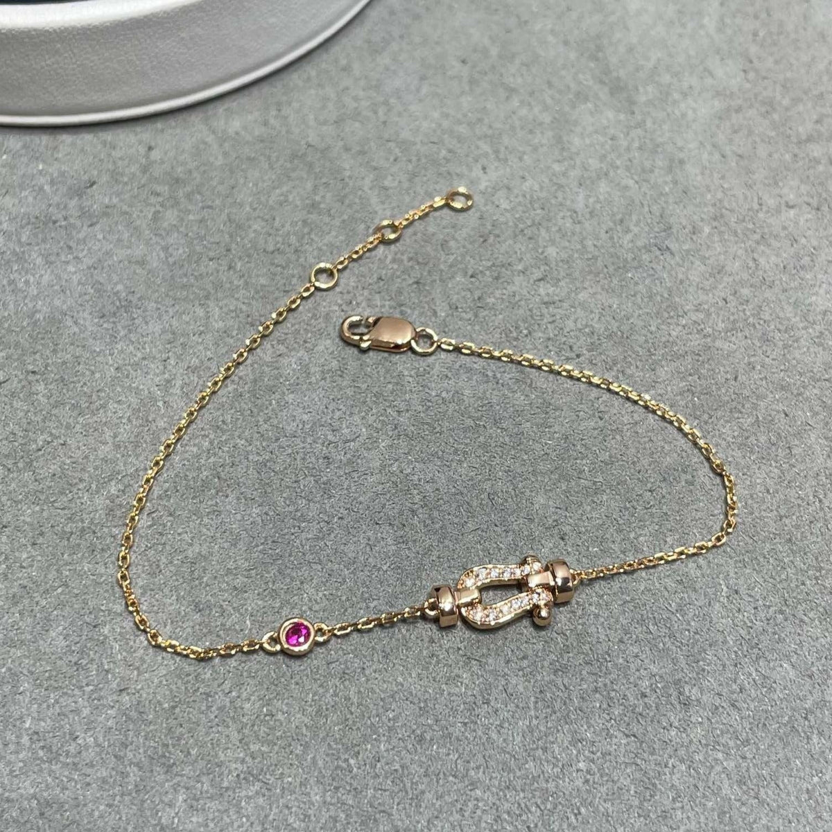 [Royal Jewellery]FORCE 10 DIAMOND CHAIN LINK PINK GOLD BRACELET