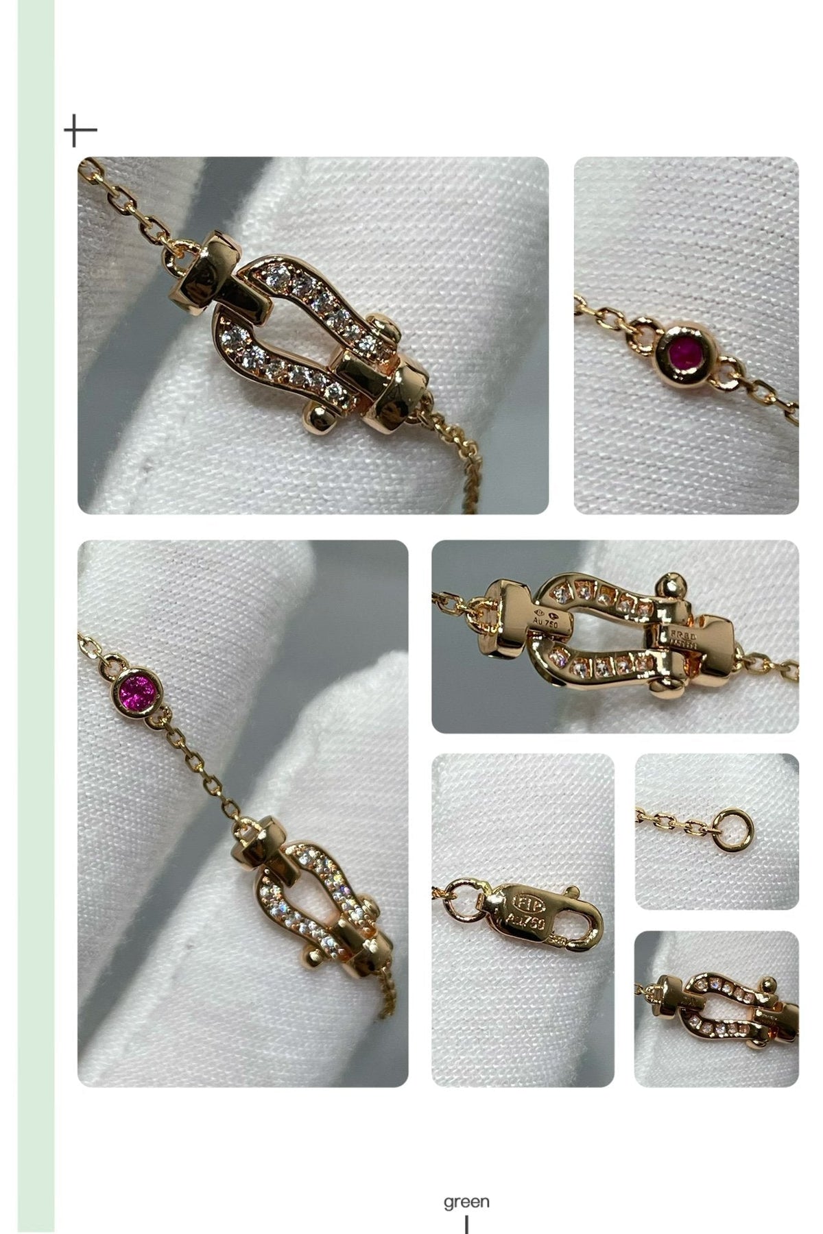 [Royal Jewellery]FORCE 10 DIAMOND CHAIN LINK PINK GOLD BRACELET