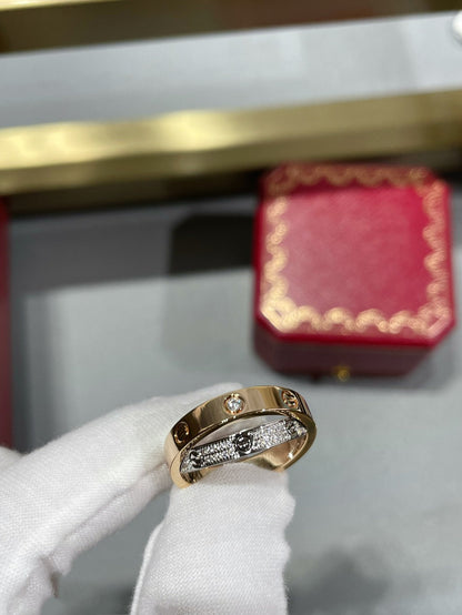 [Royal Jewellery]LOVE PINK GOLD SILVER DIAMOND DOUBLE RING
