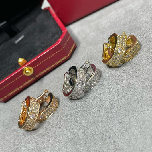 [Royal Jewellery]LOVE 5.5MM DIAMOND PAVED EARRINGS