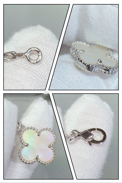 [Royal Jewellery]CLOVER 5 MOTIF WHITE MOP SILVER BRACELET