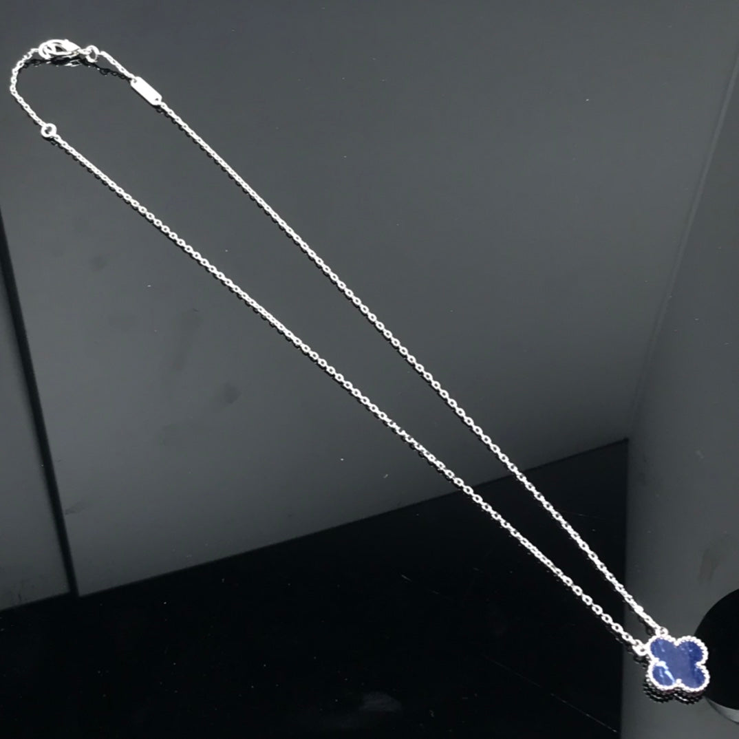 [Royal Jewellery]CLOVER PIETERSITE SILVER LONG NECKLACE