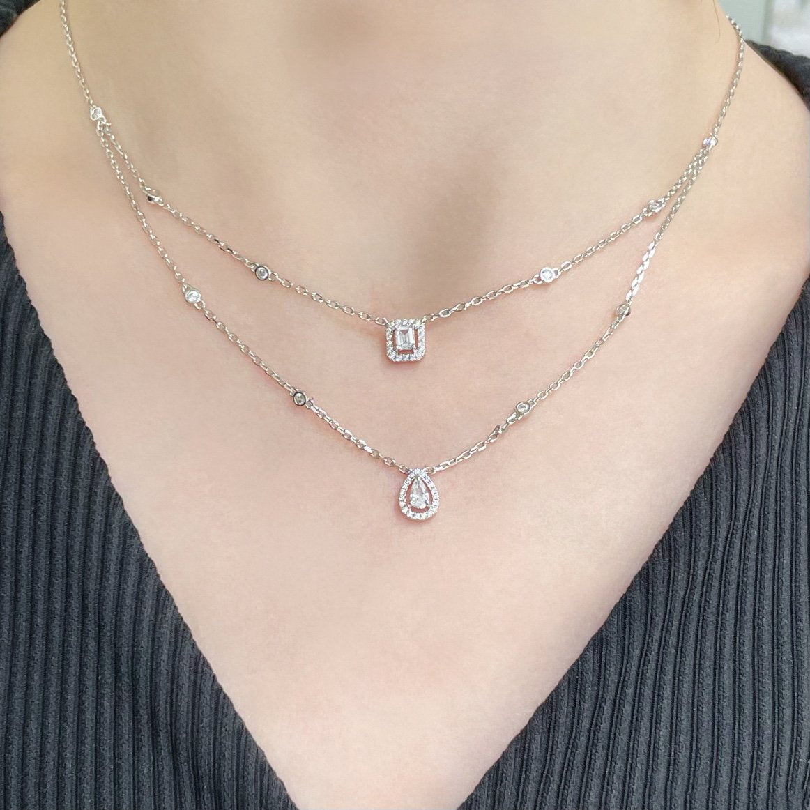 [Royal]MY TWIN 2 ROW DIAMOND NECKLACE