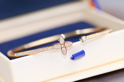 [Royal Jewellery]IDYLLE PINK GOLD OPEN BRACELET DIAMOND PAVED