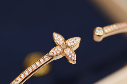 [Royal Jewellery]IDYLLE PINK GOLD OPEN BRACELET DIAMOND PAVED