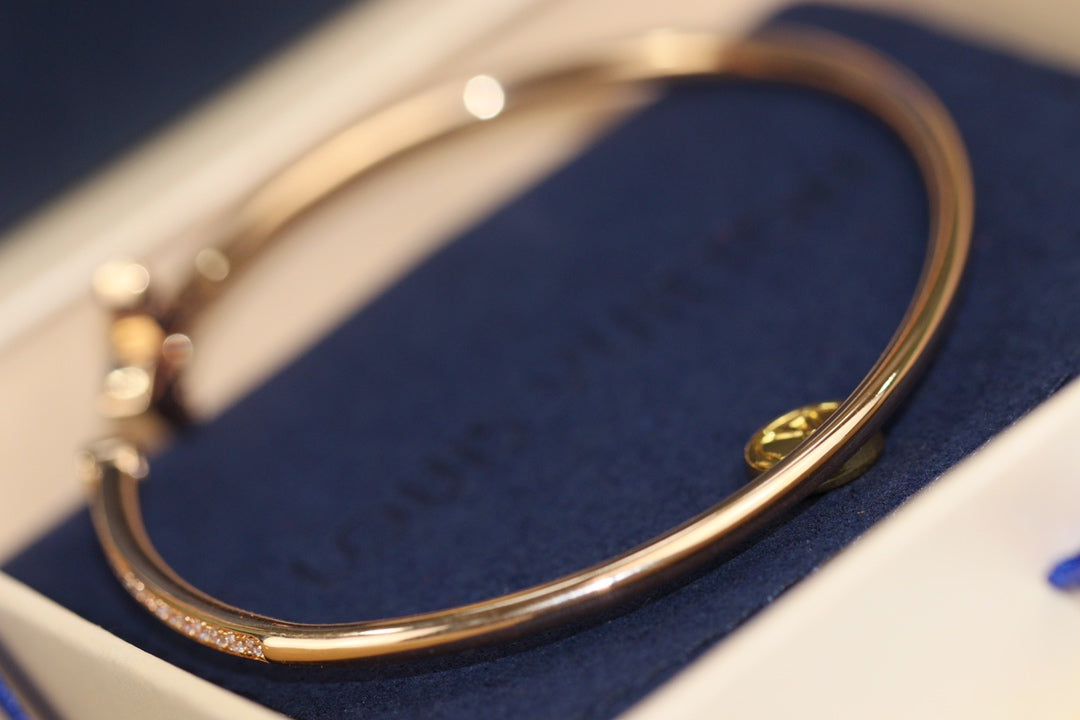 [Royal Jewellery]IDYLLE PINK GOLD OPEN BRACELET DIAMOND PAVED