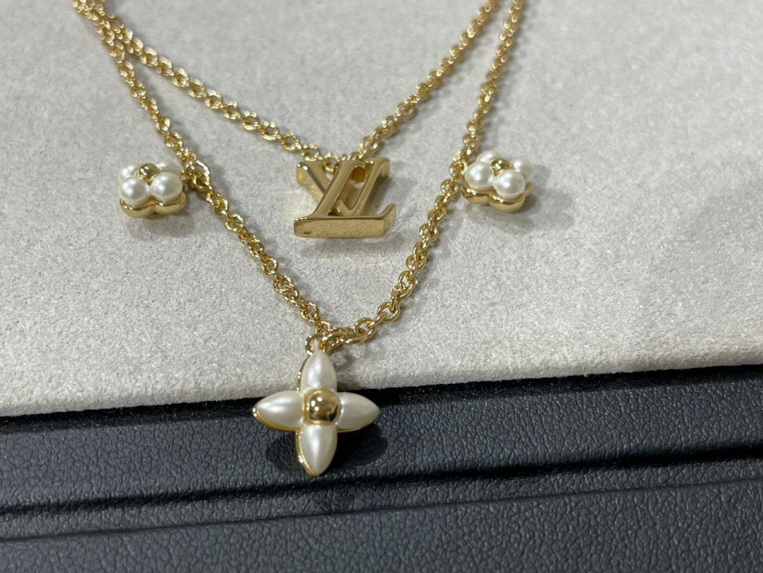 [Royal Jewellery]FLOWERGRAM GOLD MOP DOUBLE ROW NECKLACE