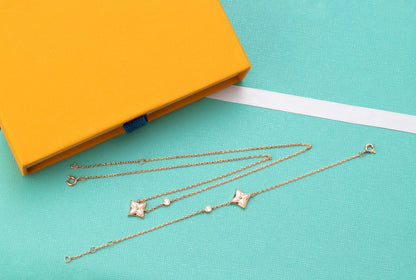 [Royal Jewellery]STAR PINK MOP 1 DIAMOND PINK GOLD NECKLACE