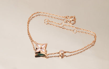 [Royal Jewellery]STAR PINK MOP 1 DIAMOND PINK GOLD NECKLACE