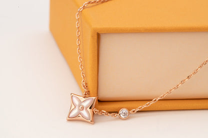 [Royal Jewellery]STAR PINK MOP 1 DIAMOND PINK GOLD NECKLACE