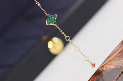 [Royal Jewellery]STAR AND SUN 4 MOTIF PINK GOLD MALACHITE BRACELET