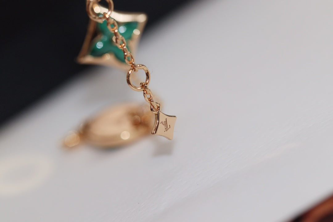 [Royal Jewellery]STAR AND SUN 4 MOTIF PINK GOLD MALACHITE BRACELET