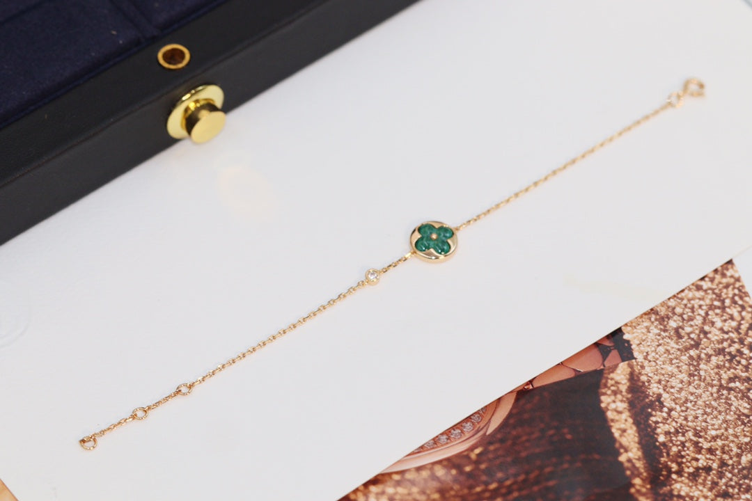 [Royal Jewellery]STAR AND SUN 4 MOTIF PINK GOLD MALACHITE BRACELET